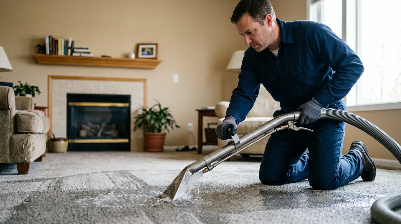 Water damage restoration technician working near East Millinocket, ME